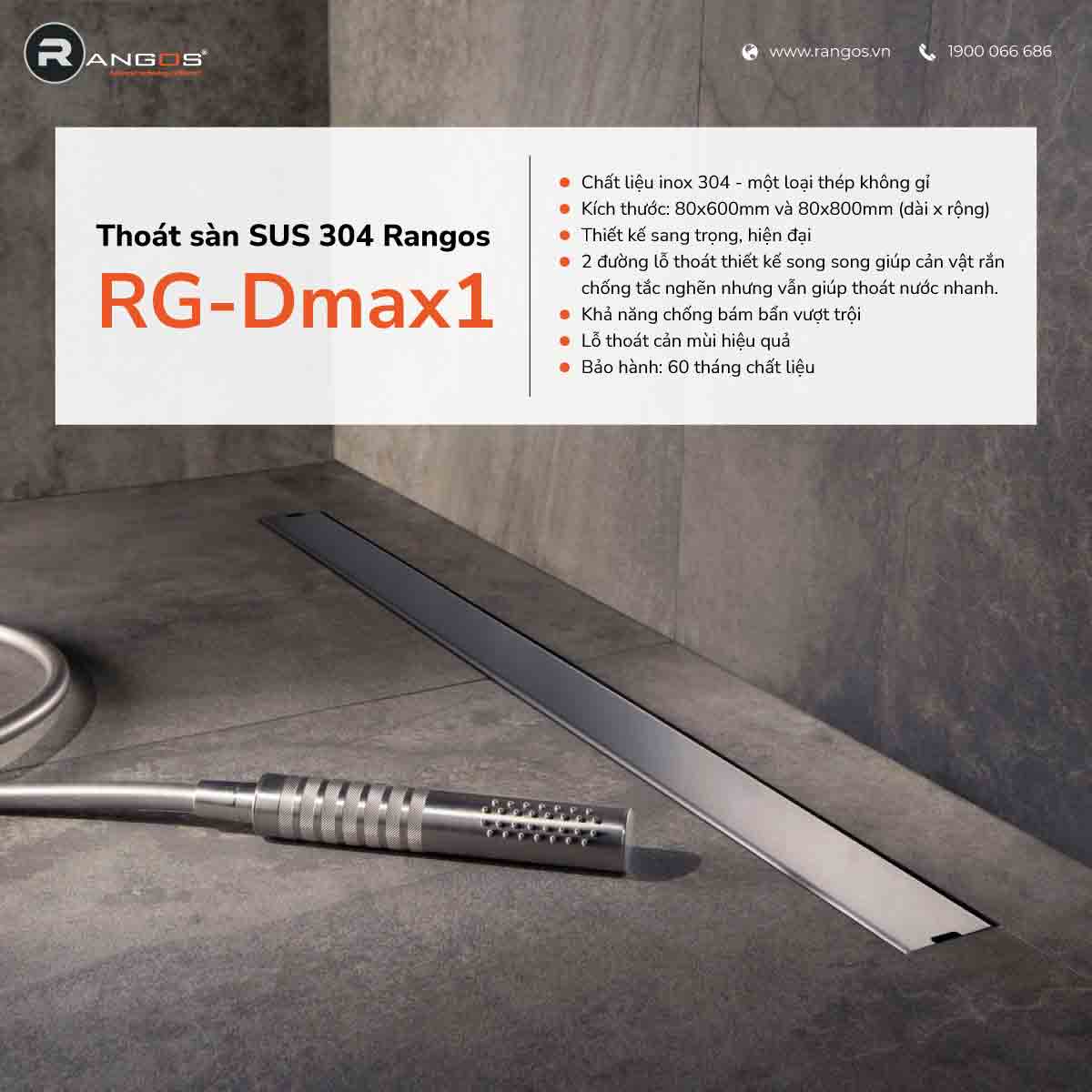 Thoát sàn nhà tắm cao cấp SUS 304 RG-Dmax1